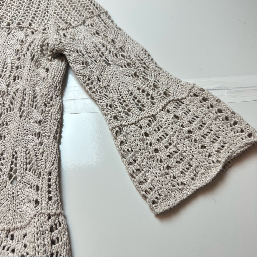 Vintage 2000s dressbarn Crochet Knit Cardigan | Cotton Boho Cottagecore Layering - Picture 7 of 11